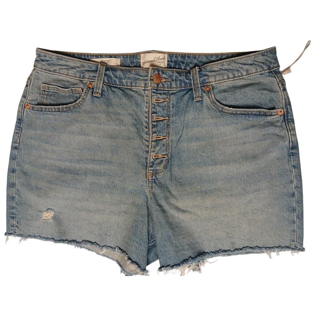 UT Vintage Midi Denim Shorts Light Wash Button Fly Size 14/32R